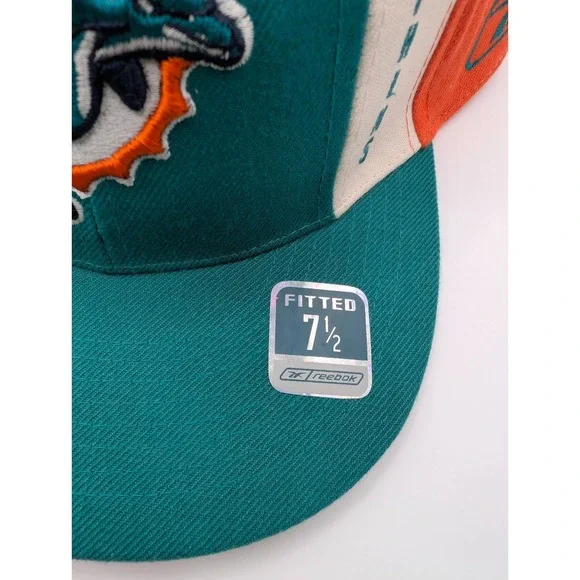 Deadstock Vtg Miami Dolphins Reebok Hat Men 7 1/2 NFL On Field Football 2002 NWT